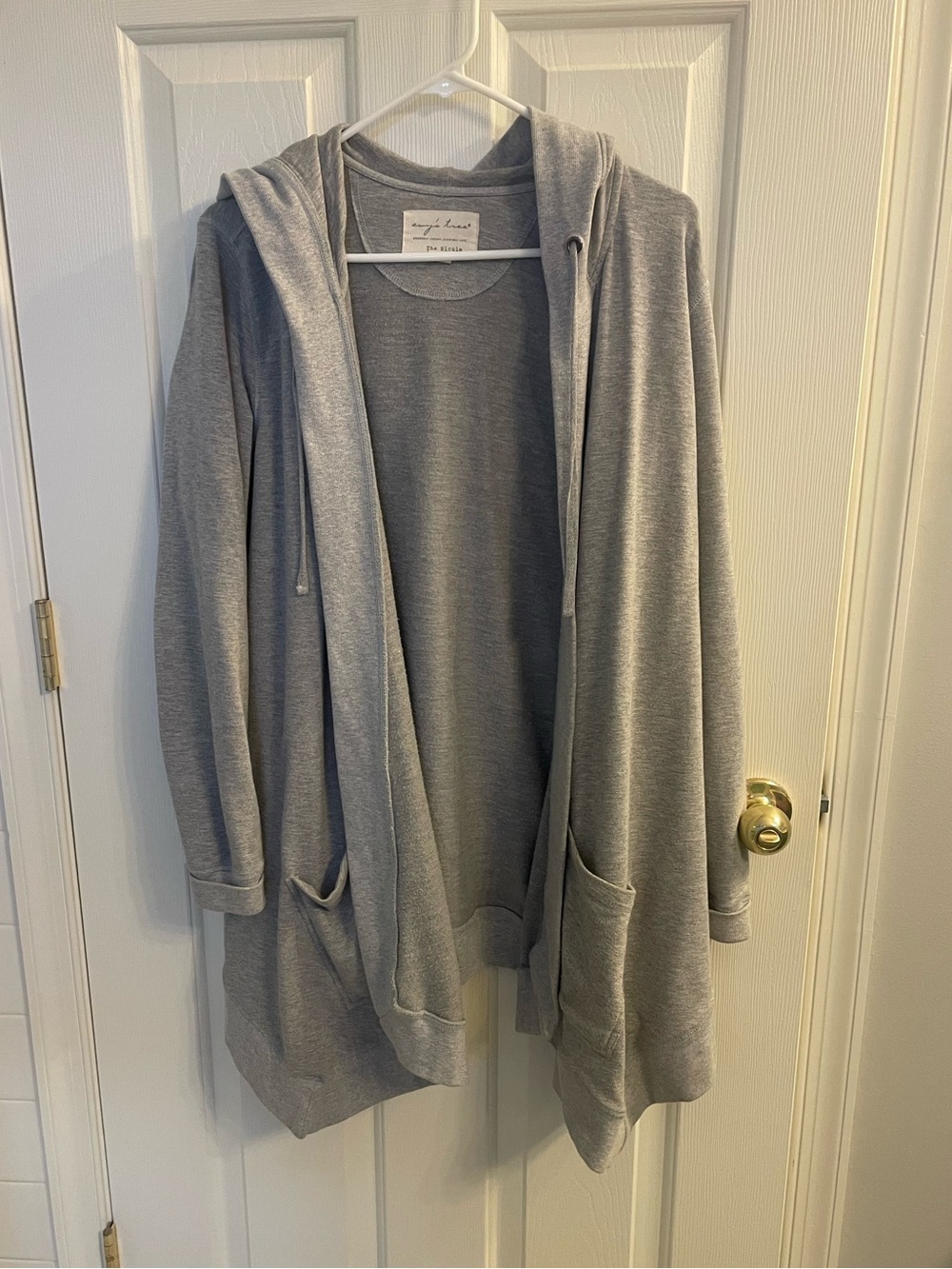 Evy’s Tree Light Gray Nicole Open Front Hooded Cardigan